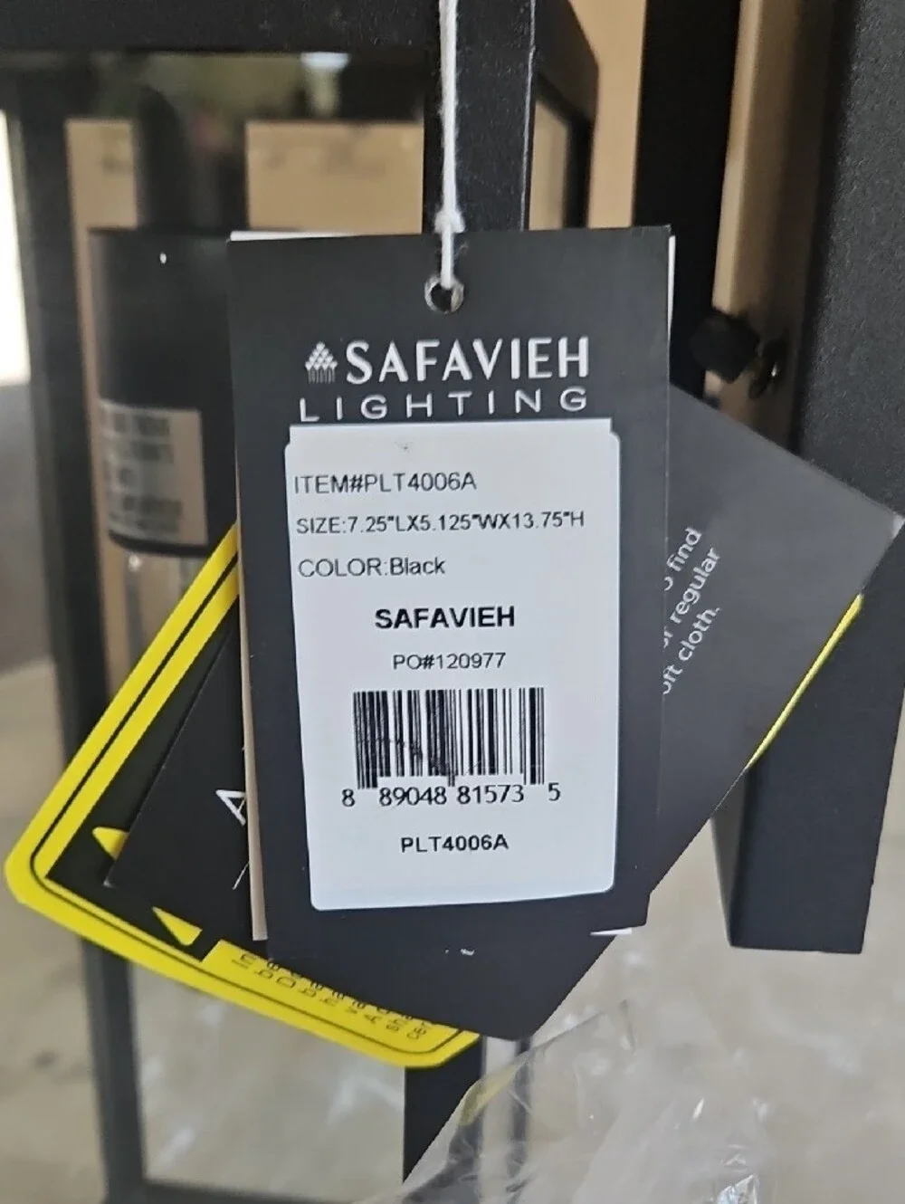 Safavieh Black Metal and Clear Glass Lantern Accent Light